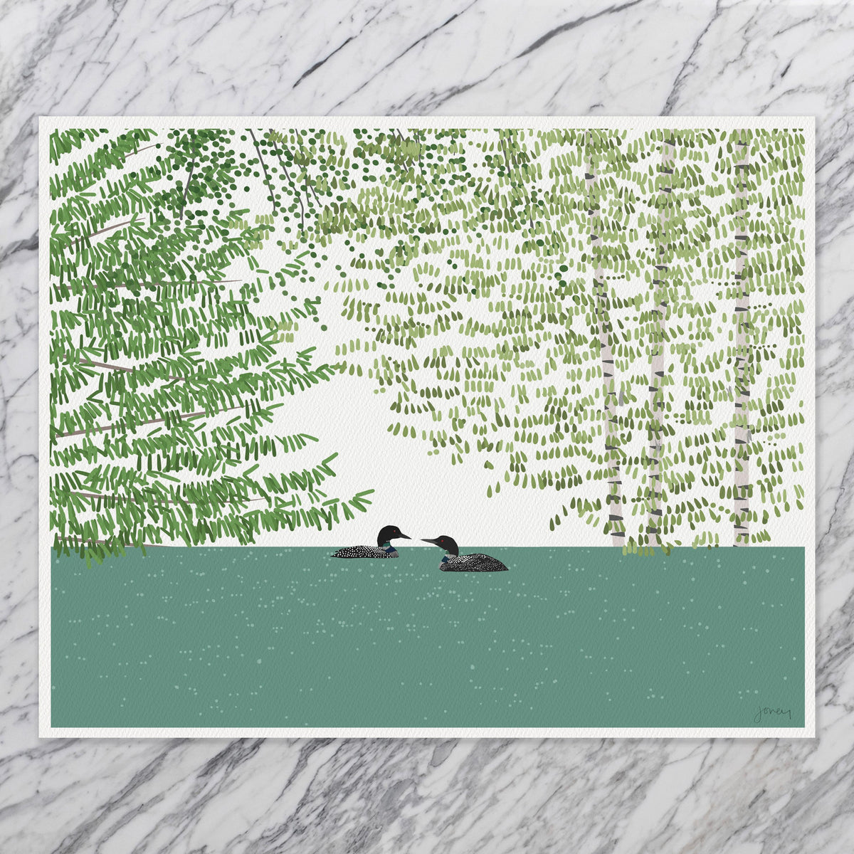 Two Loons Signed Art Print - 241020