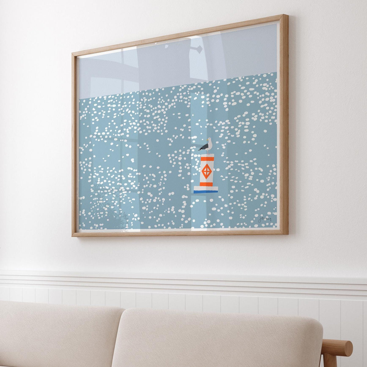Seagull on Sparkling Water Landscape Signed Art Print - 230625