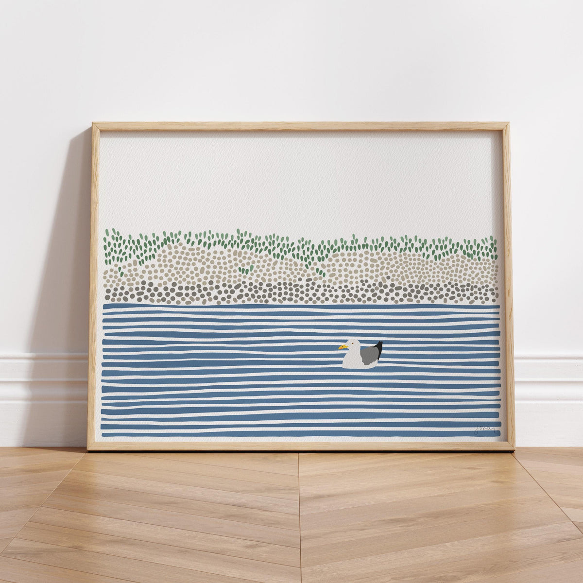 Seagull Waiting in Wetlands Signed Art Print - 240825
