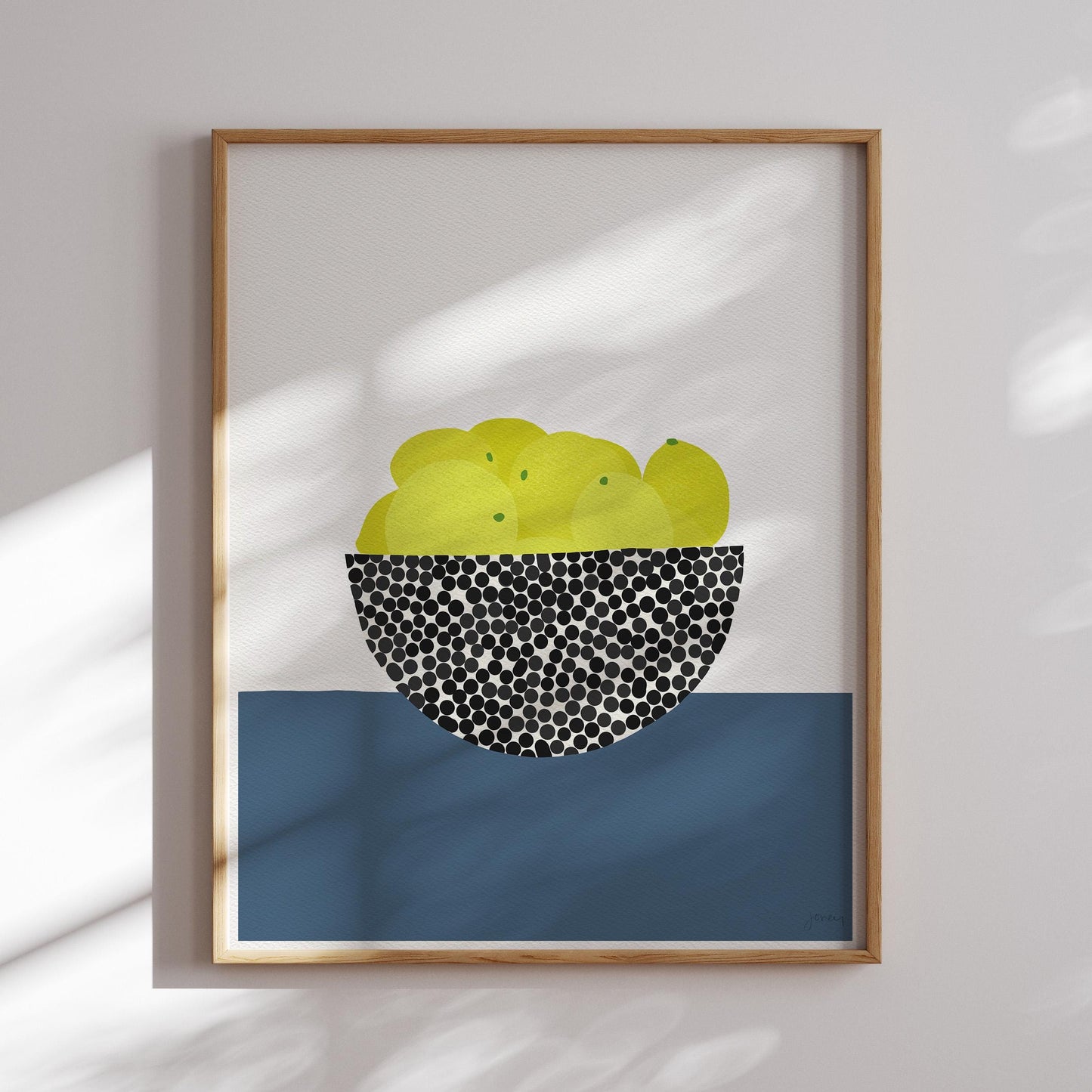 Lemons in Abstract Bowl Art Print - Unframed or Framed - 200618