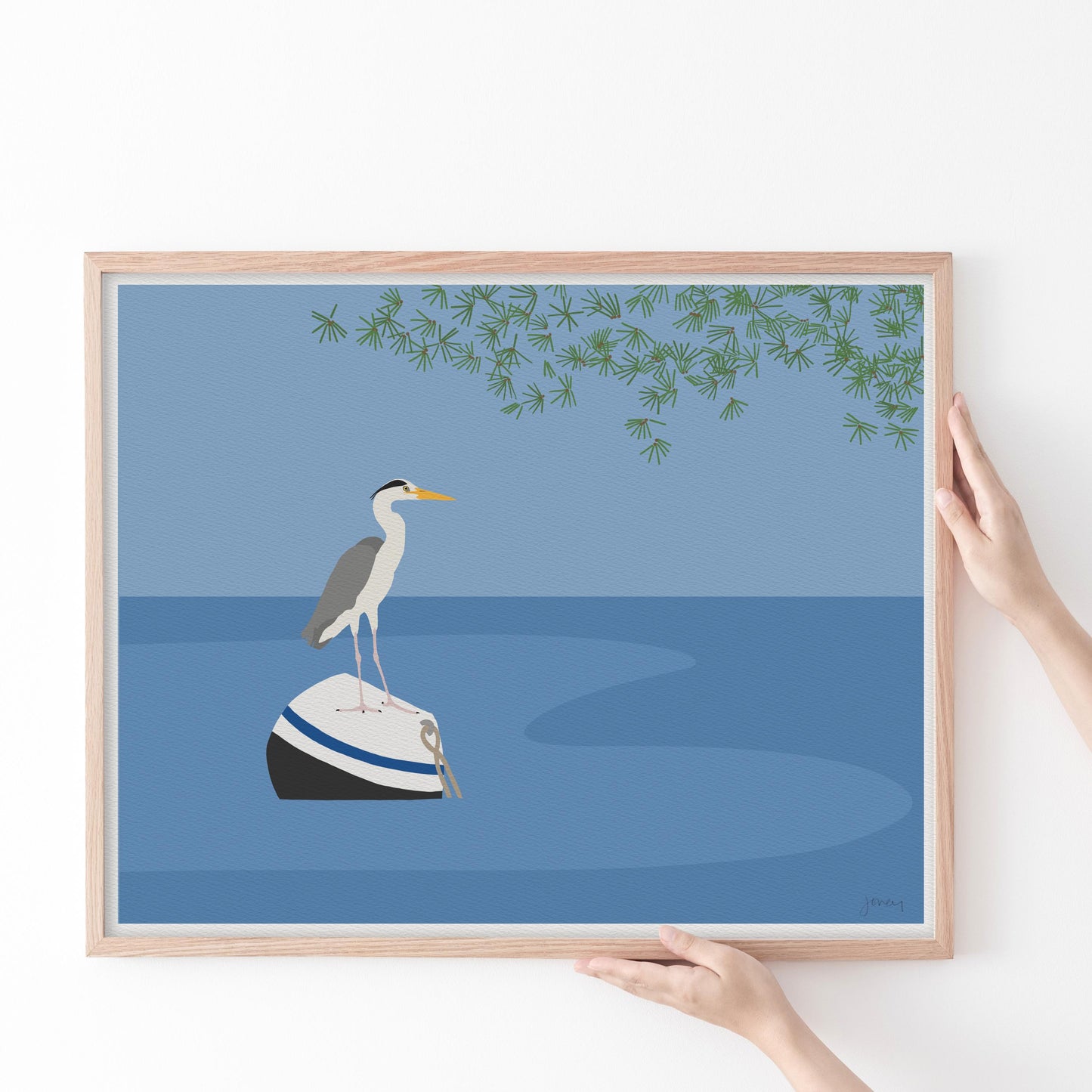 Heron on a Buoy Art Print – Signed - 260712