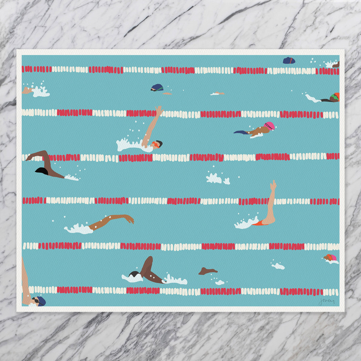 Swim Practice Signed Art Print - 160505