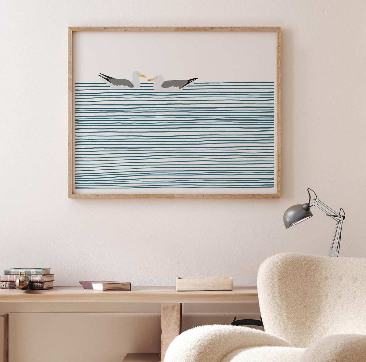 Seagulls Floating Signed Art Print - 250327