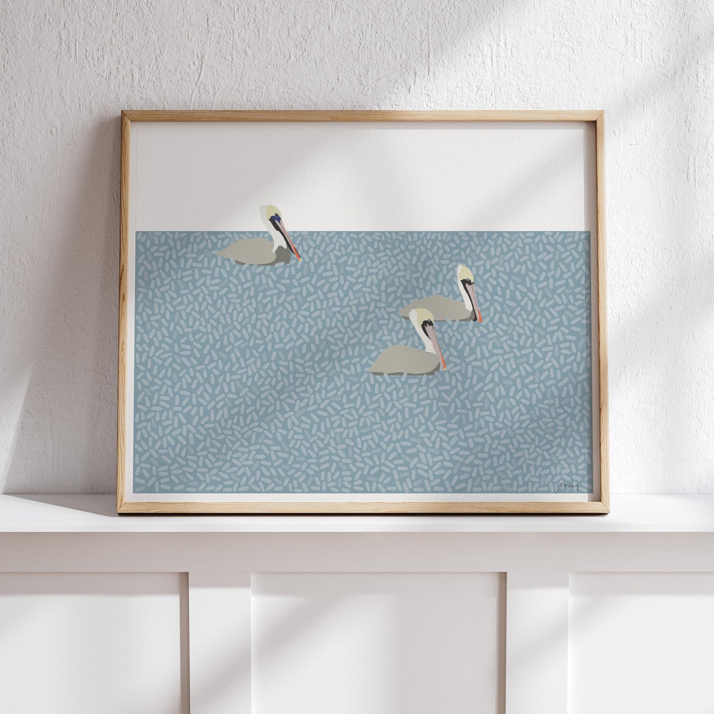 Floating Pelicans Art Print - Unframed or Framed - 250109