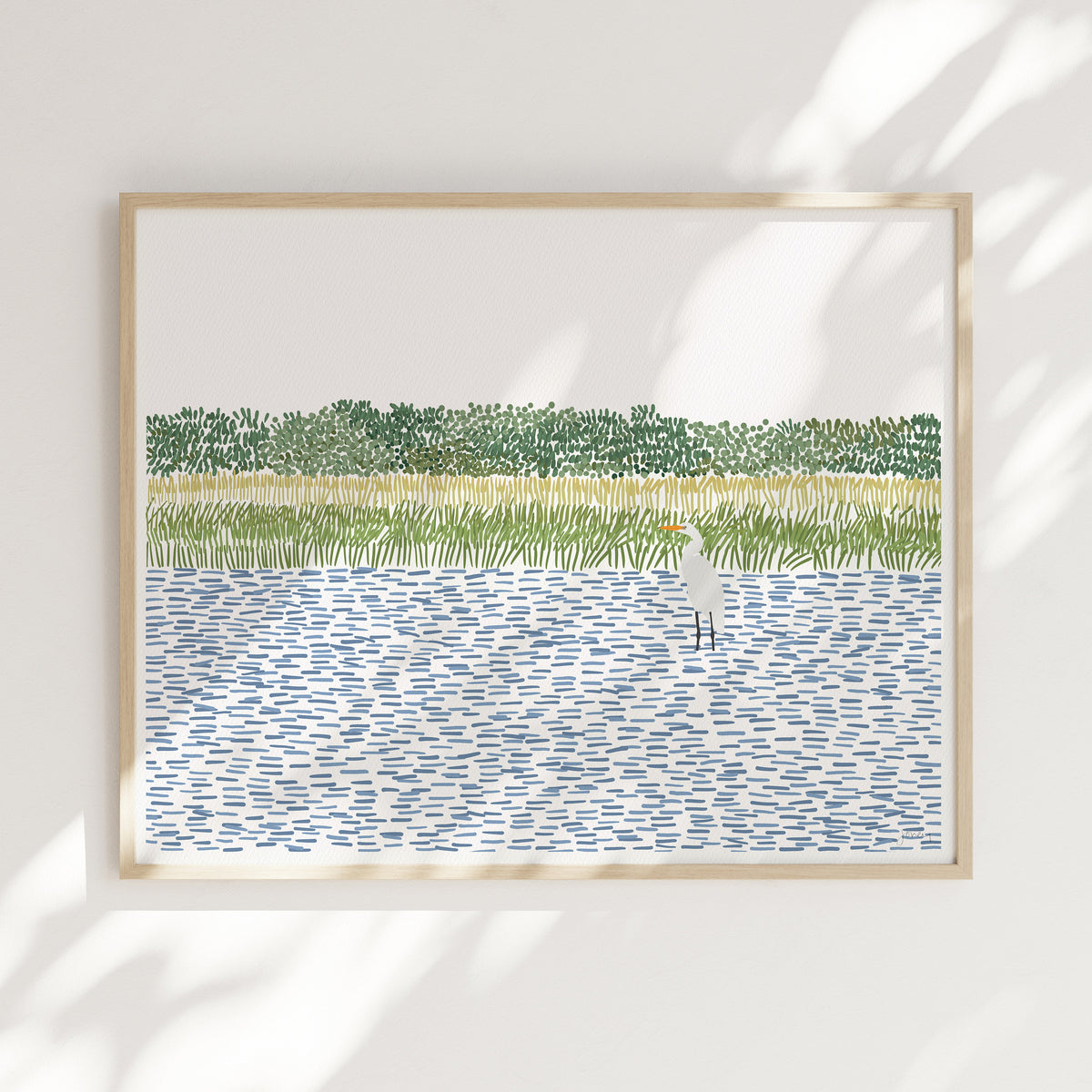 Egret in Wetlands Signed Art Print - 210806