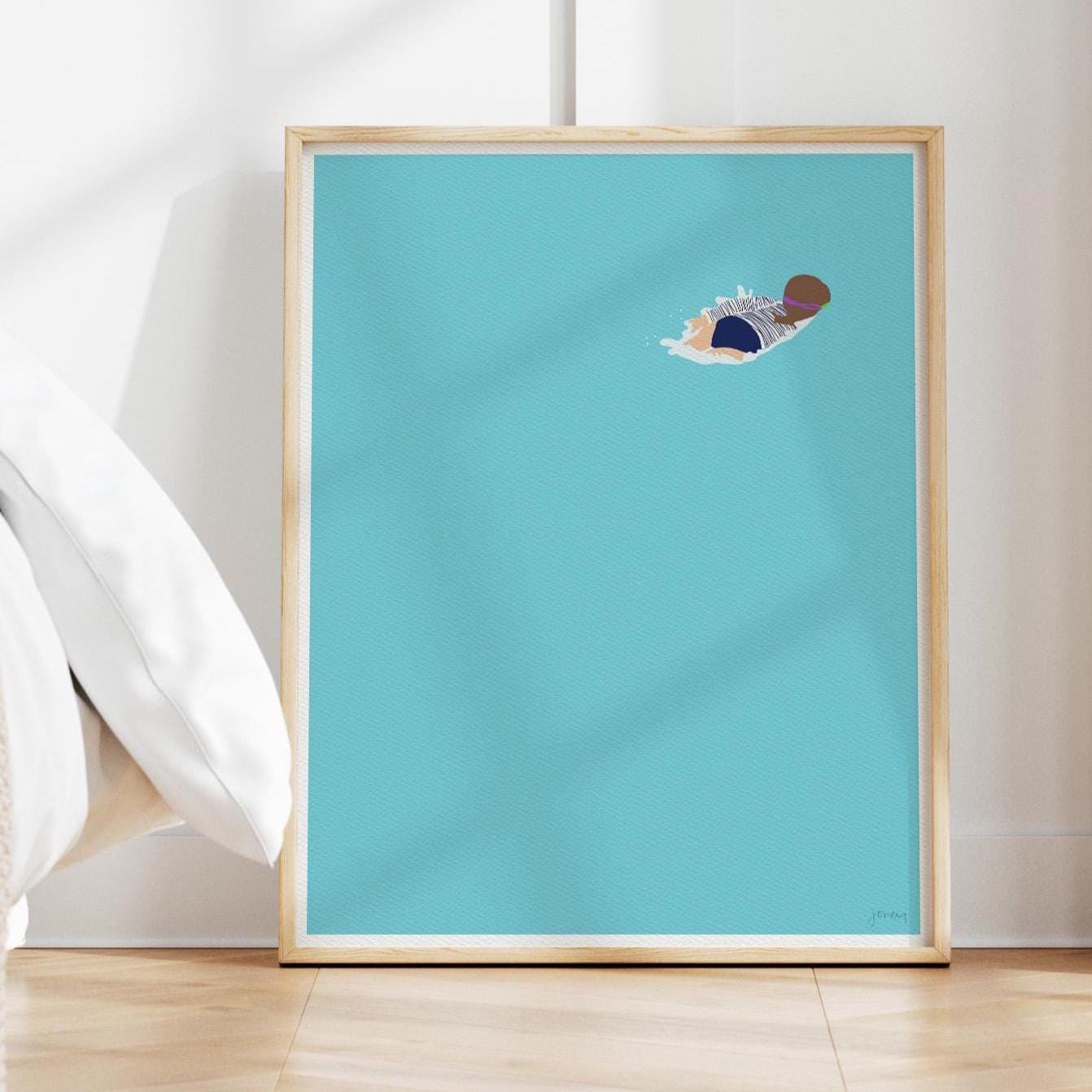 Face Down Swimming Art Print - Unframed or Framed - 150622