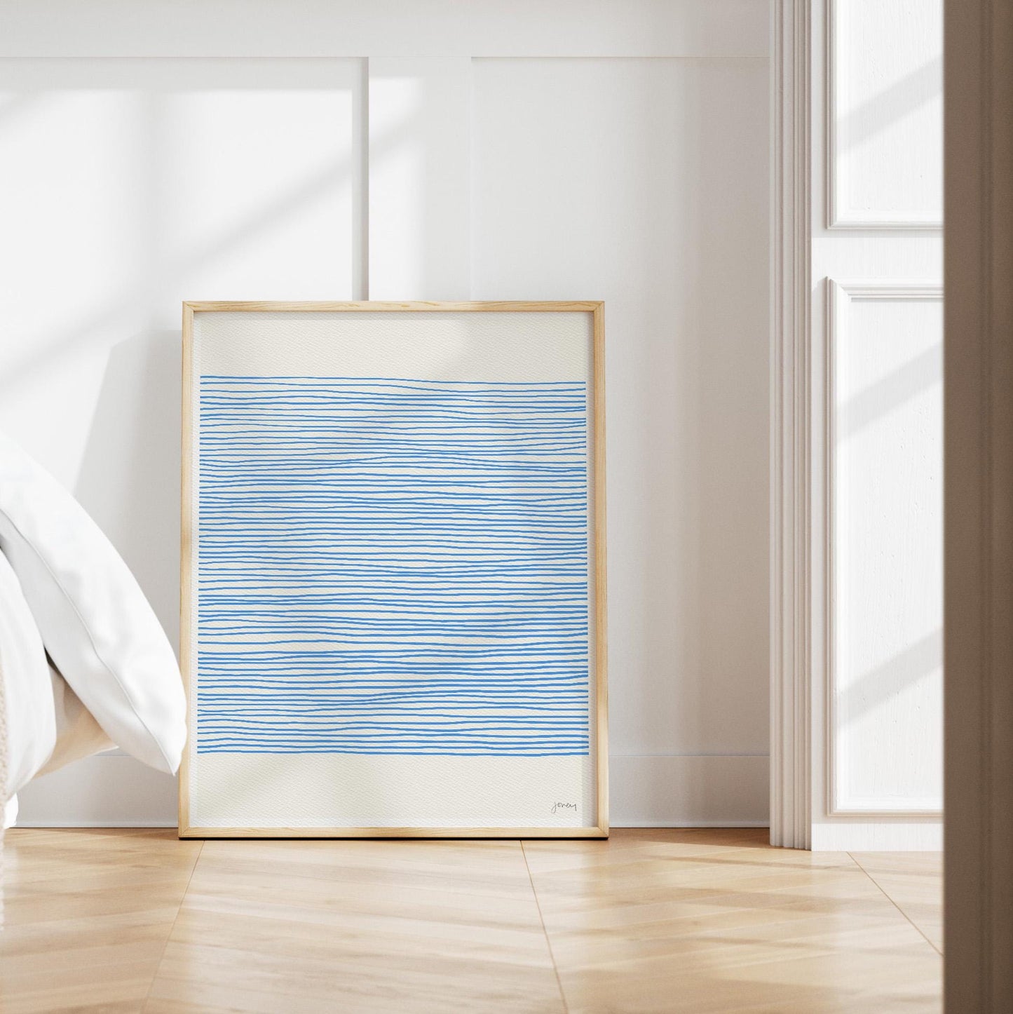 Blue Stripe Abstract Art Print - Unframed or Framed - 120425
