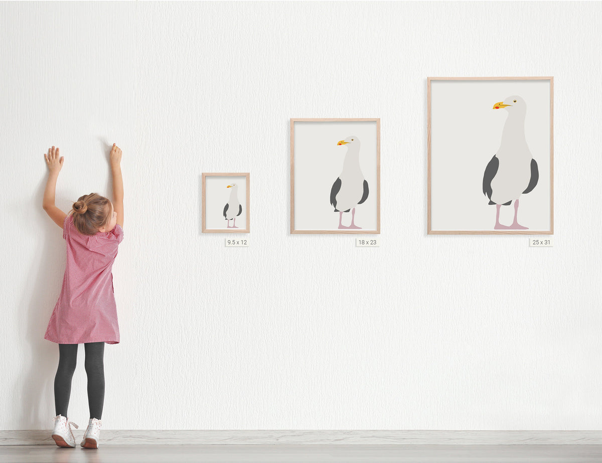 Standing Seagull Signed Art Print - 130806