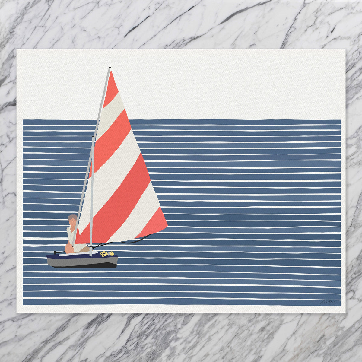 Sunfish Sailboat, signed art print - 230729