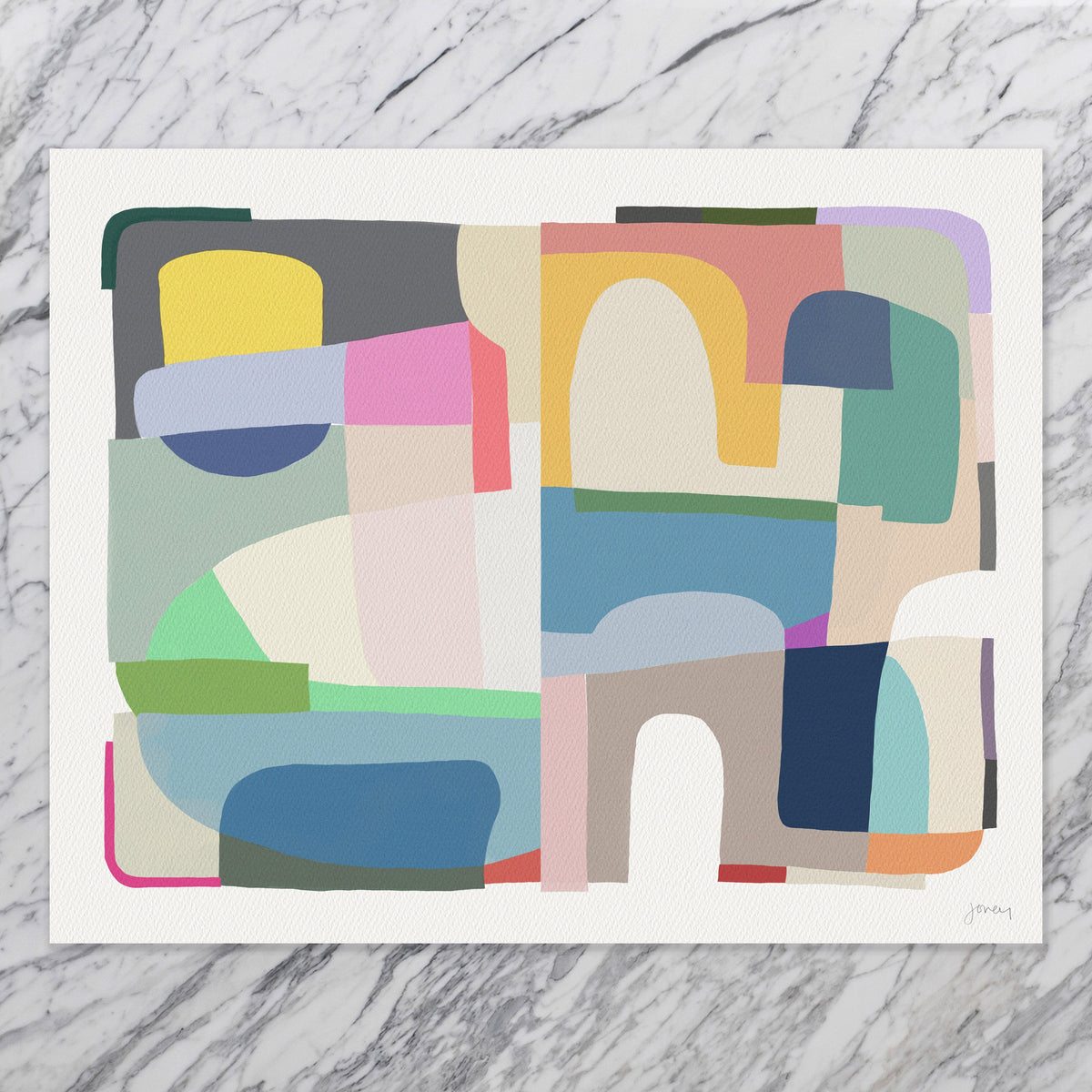 Interlocking Colors Modern Signed Art Print - 180405