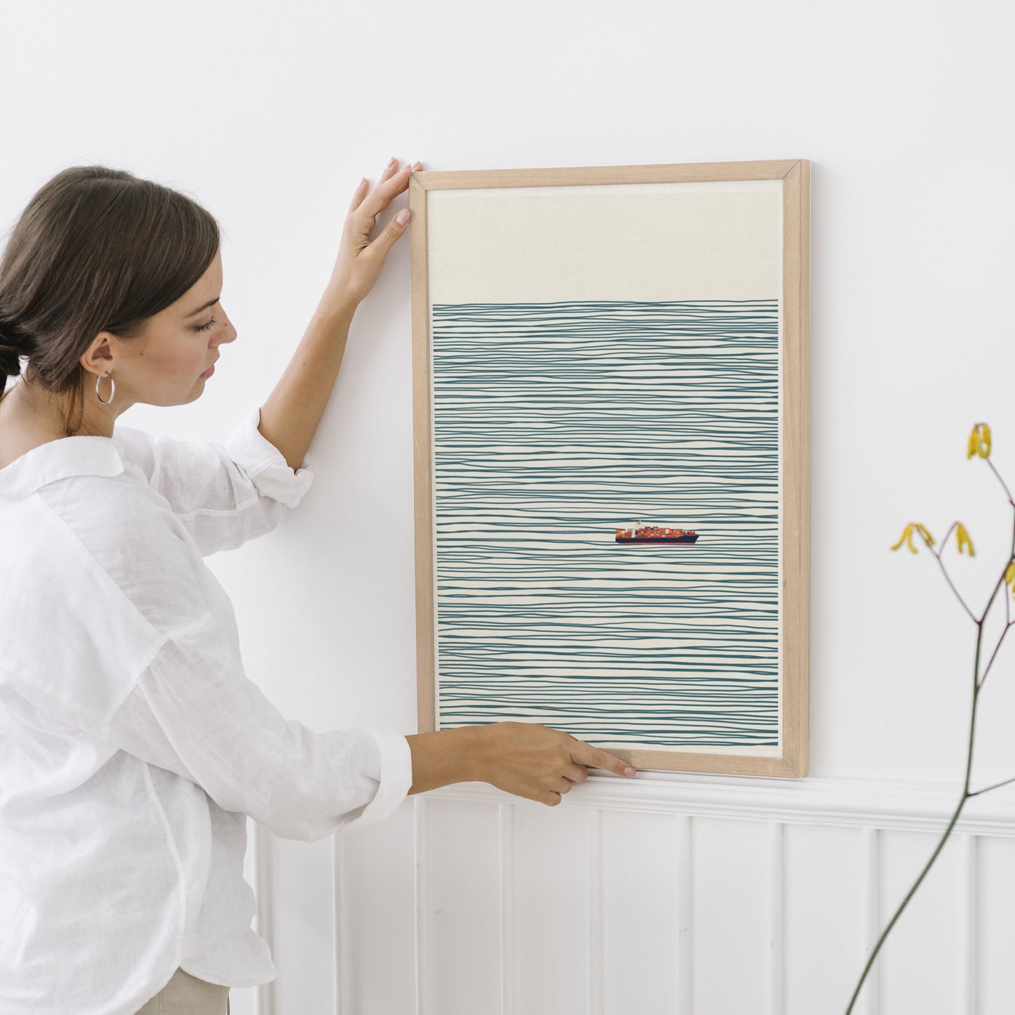 Container Ship on Ocean Art Print - Unframed or Framed - 140127