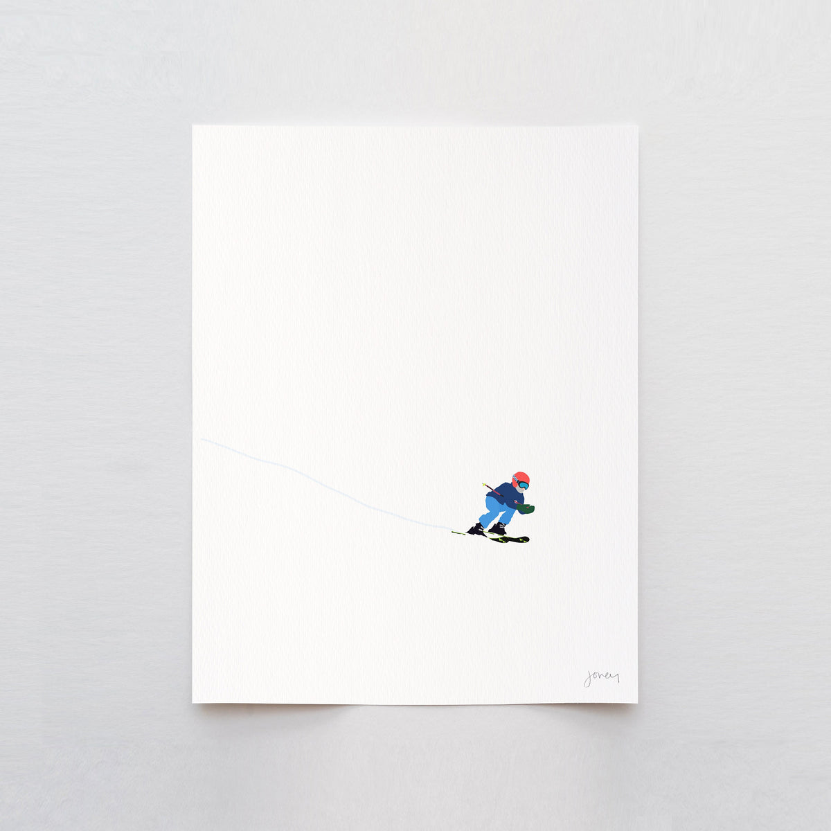 Downhill Skiing Signed Art Print - 240107