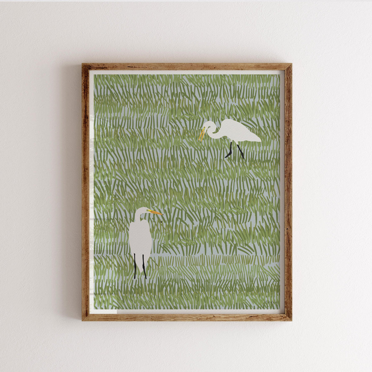 Two Egrets Signed Art Print - 220402