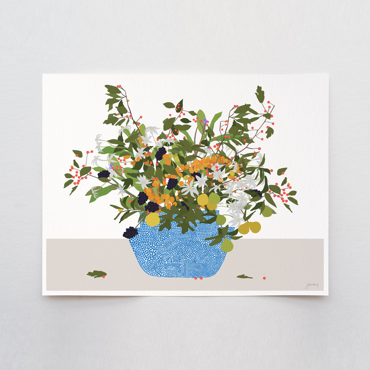 Kumquats Abstract Still Life Signed Art Print - 210309