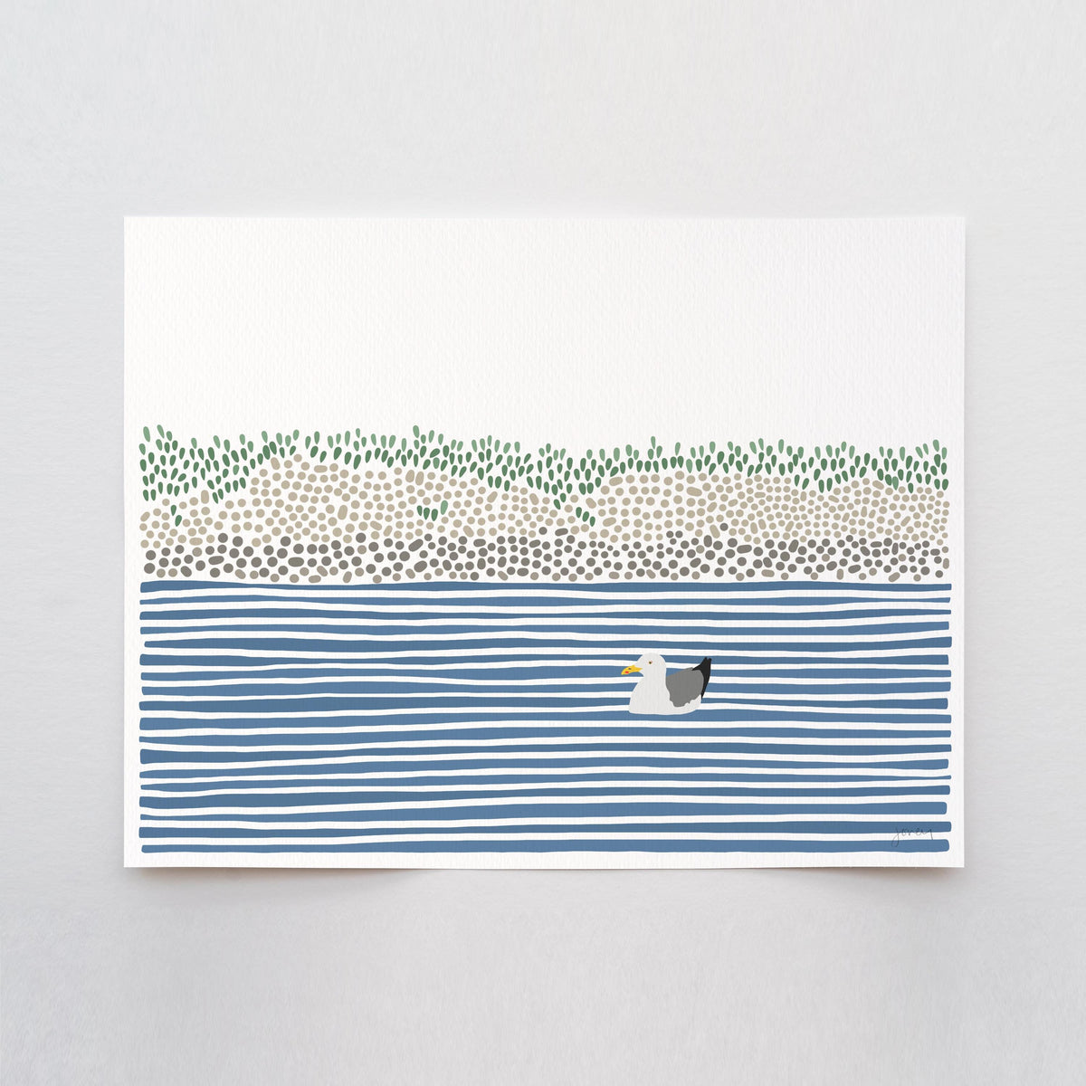 Seagull Waiting in Wetlands Signed Art Print - 240825