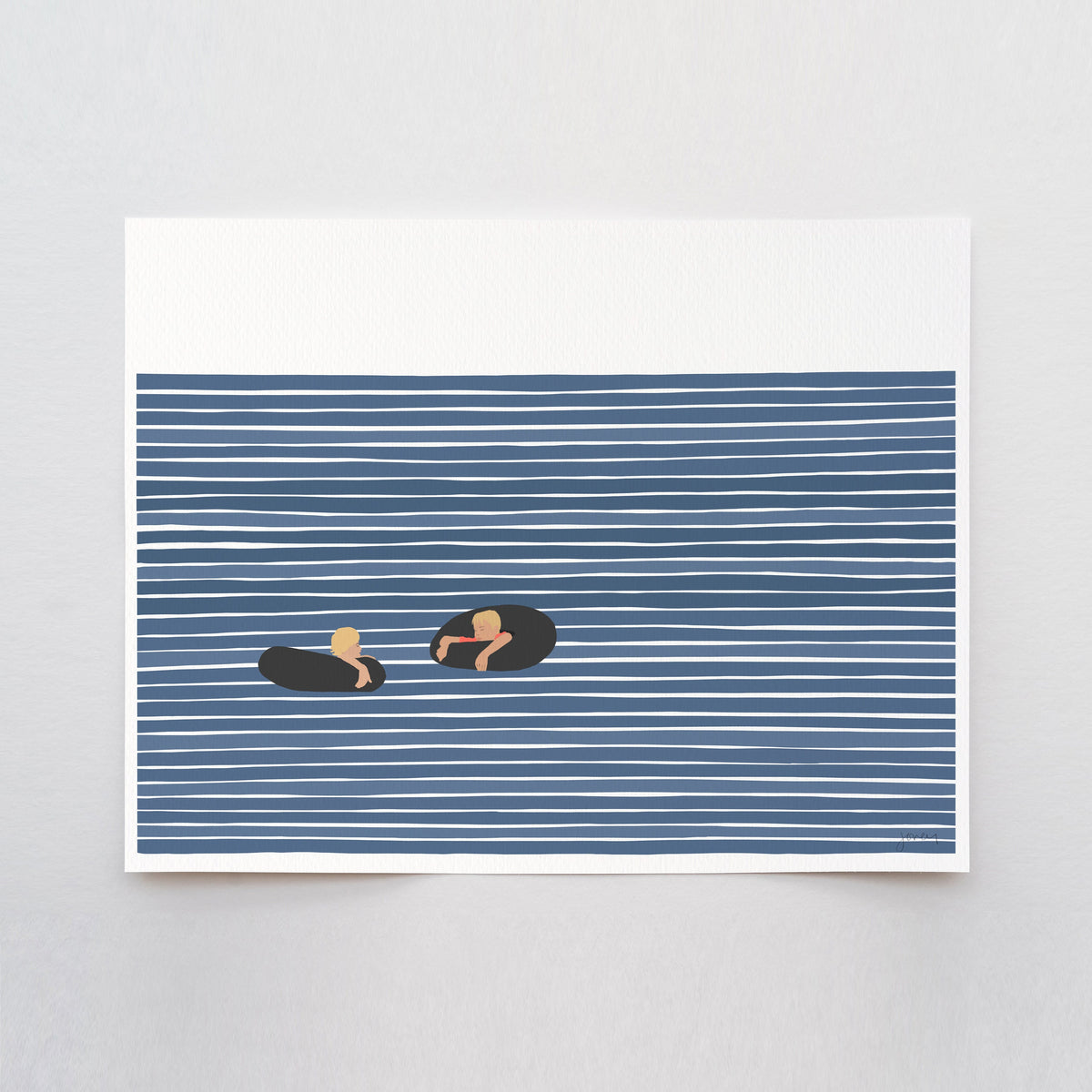 Boys in Inner Tubes Signed Art Print - 220917