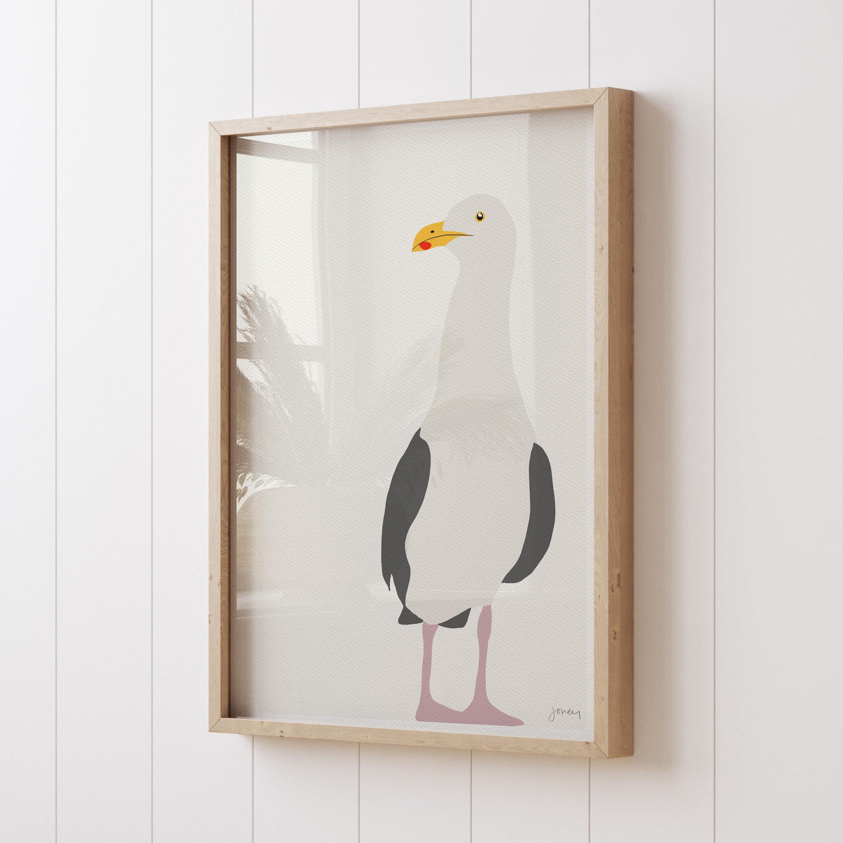 Standing Seagull Signed Art Print - 130806
