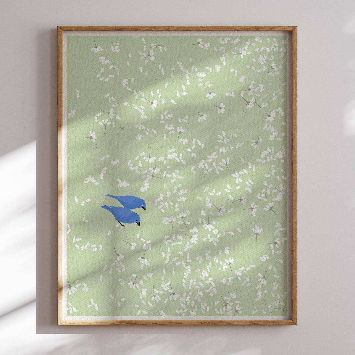 Cherry Blossoms and Blue Birds Signed Art Print - 150423