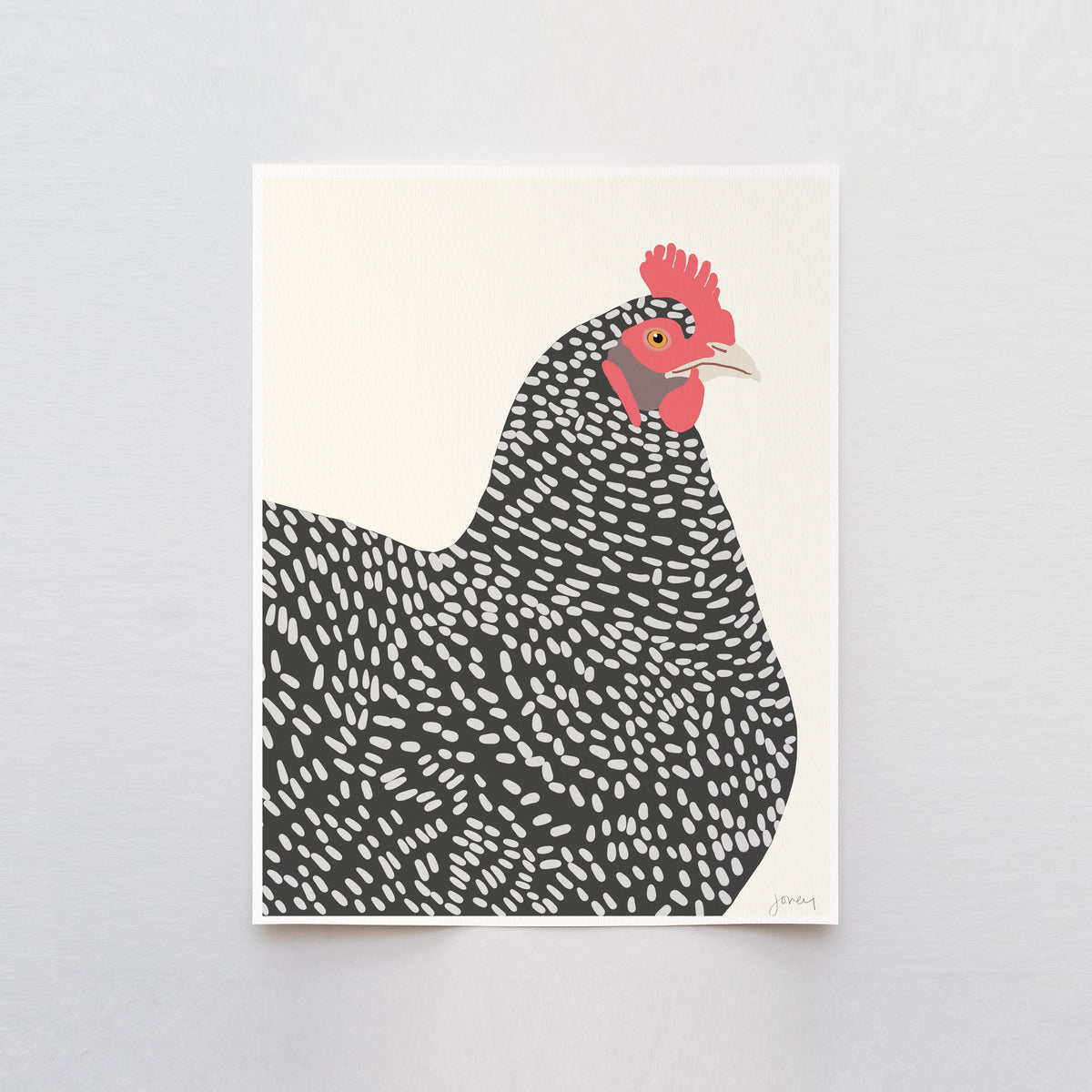 Plymouth Rock Chicken Signed Art Print - 130109A