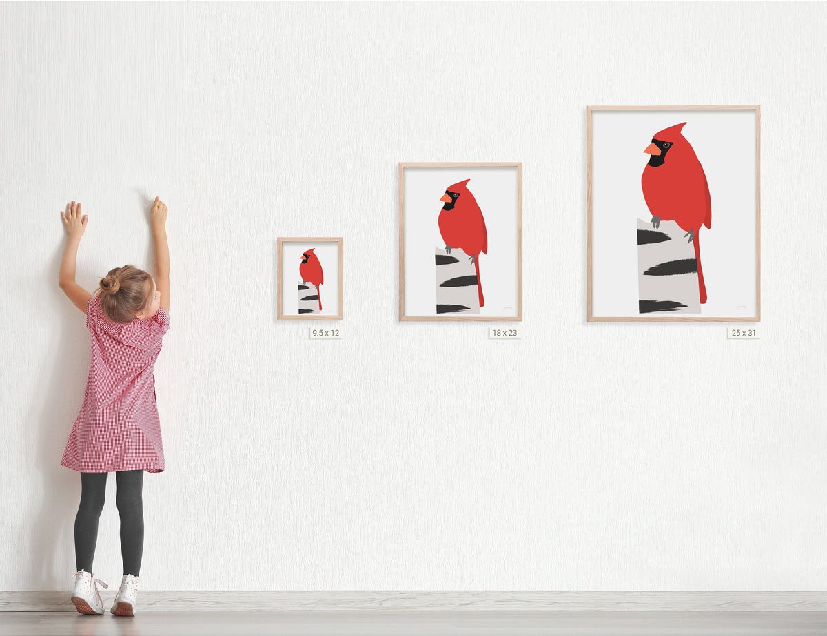 Cardinal in Birch Signed Art Print - 230121