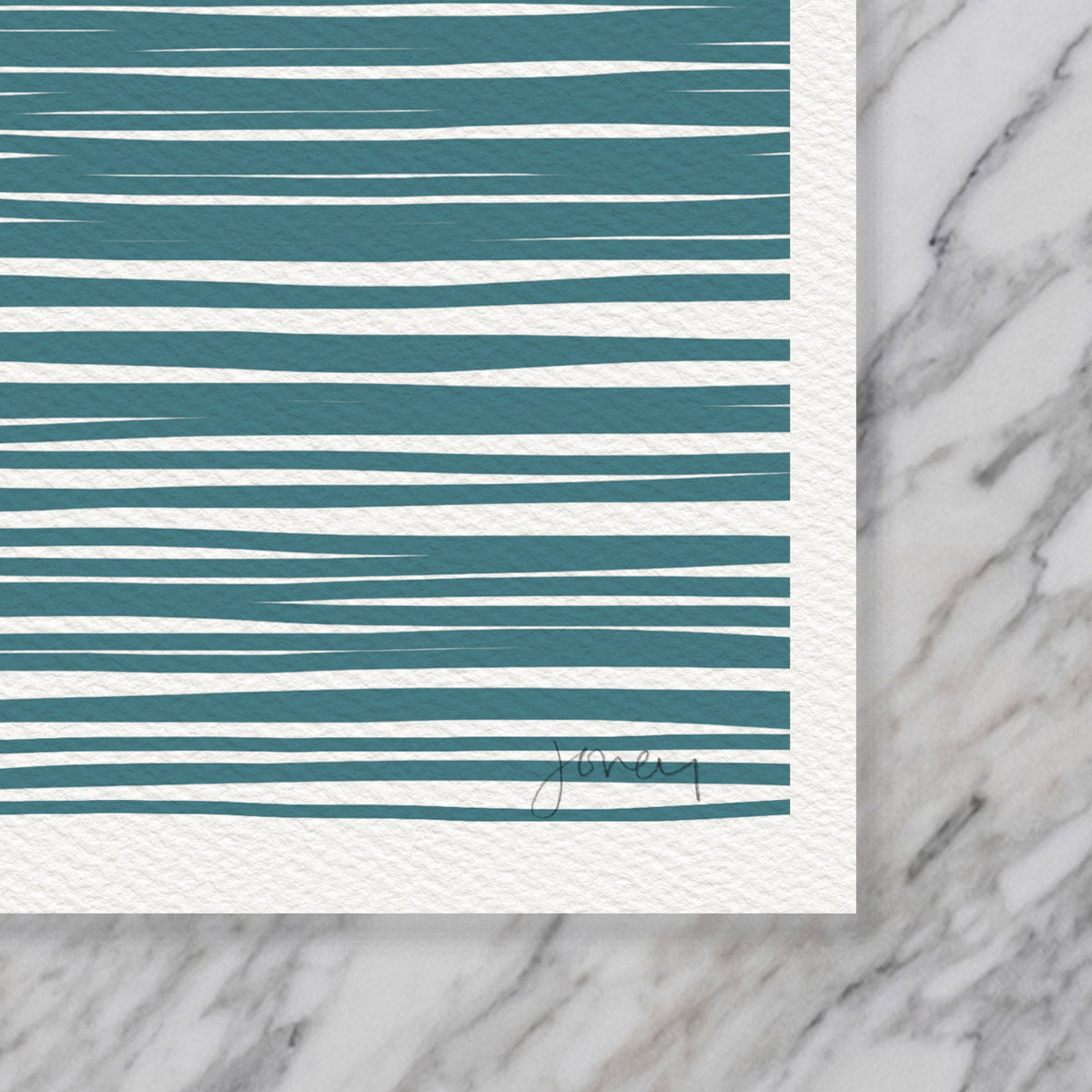 Striped Water with Seagull Signed Art Print - 141107