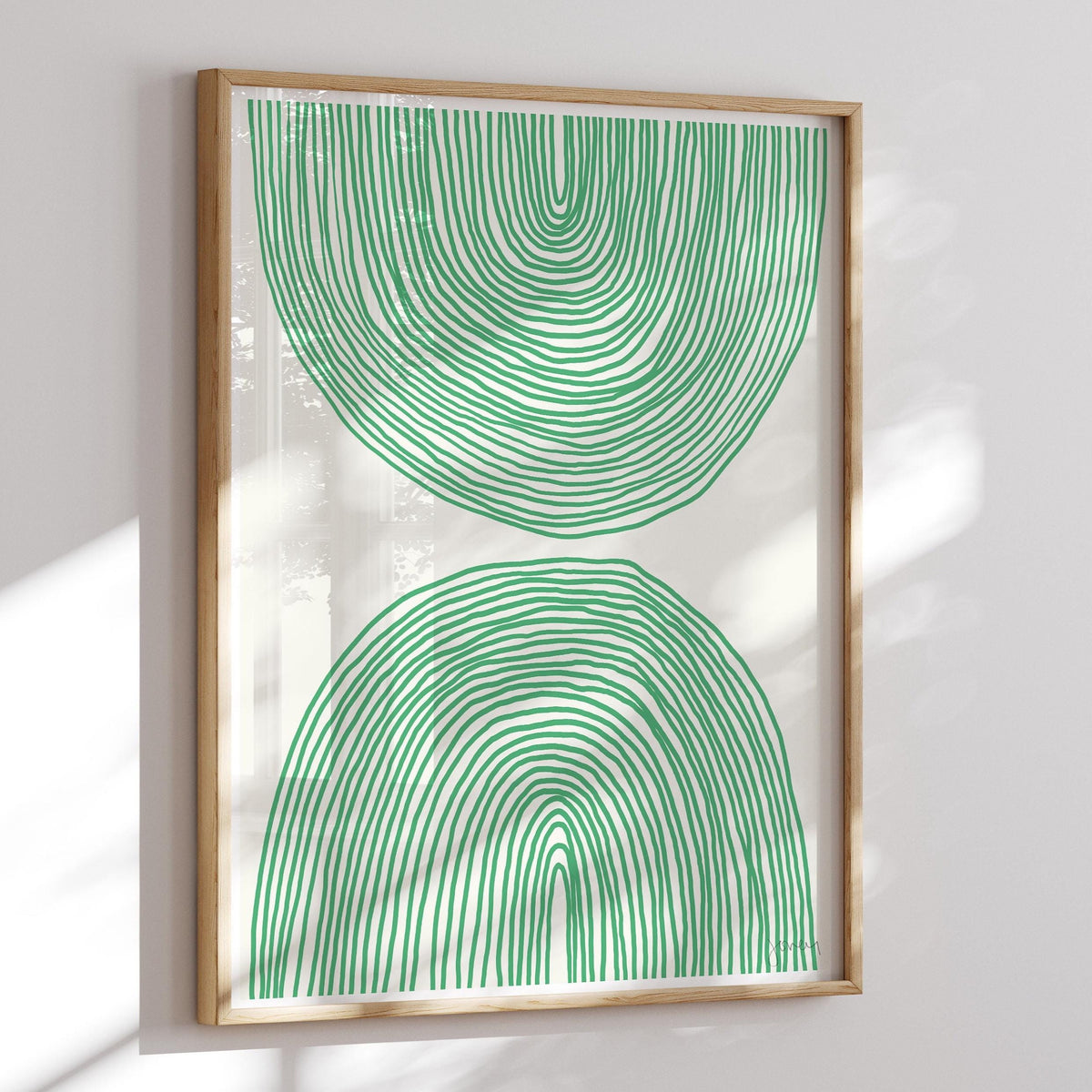 Green Striped Abstract Signed Art Print - Framed or Unframed - 160214