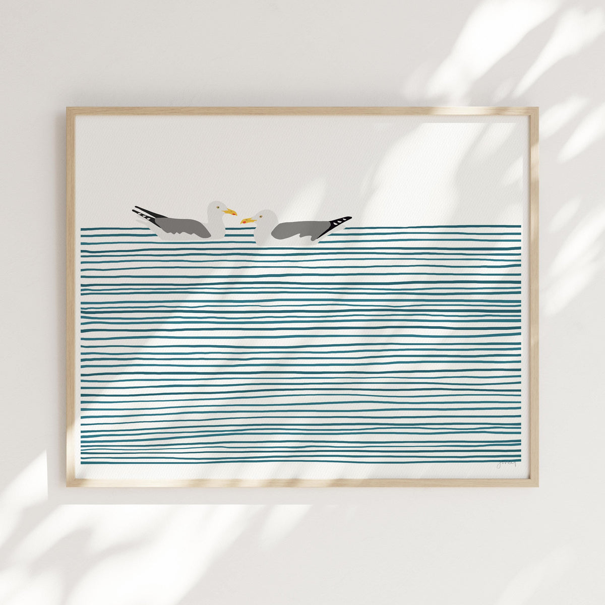 Seagulls Floating Signed Art Print - 250327