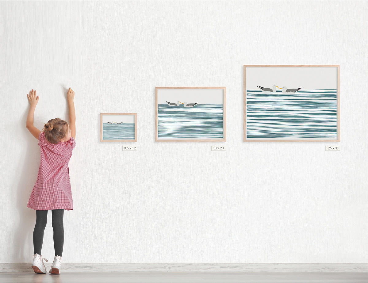Seagulls Floating Signed Art Print - 250327