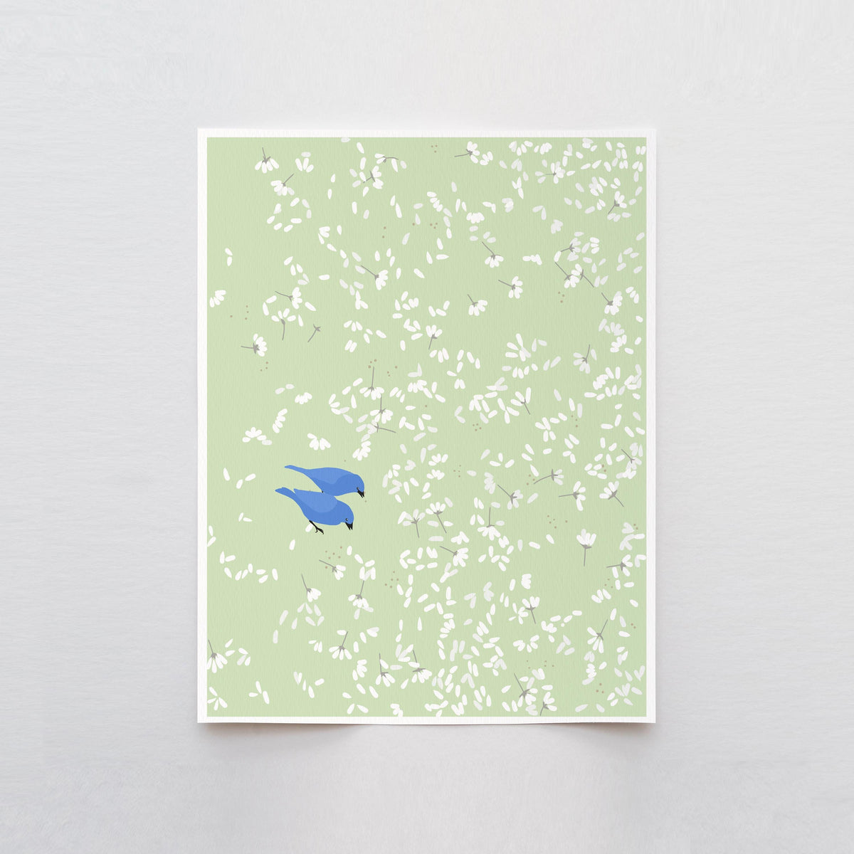 Cherry Blossoms and Blue Birds Signed Art Print - 150423