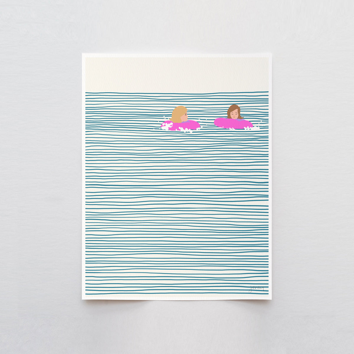 Girls in Pink Floaties Signed Art Print - 130809