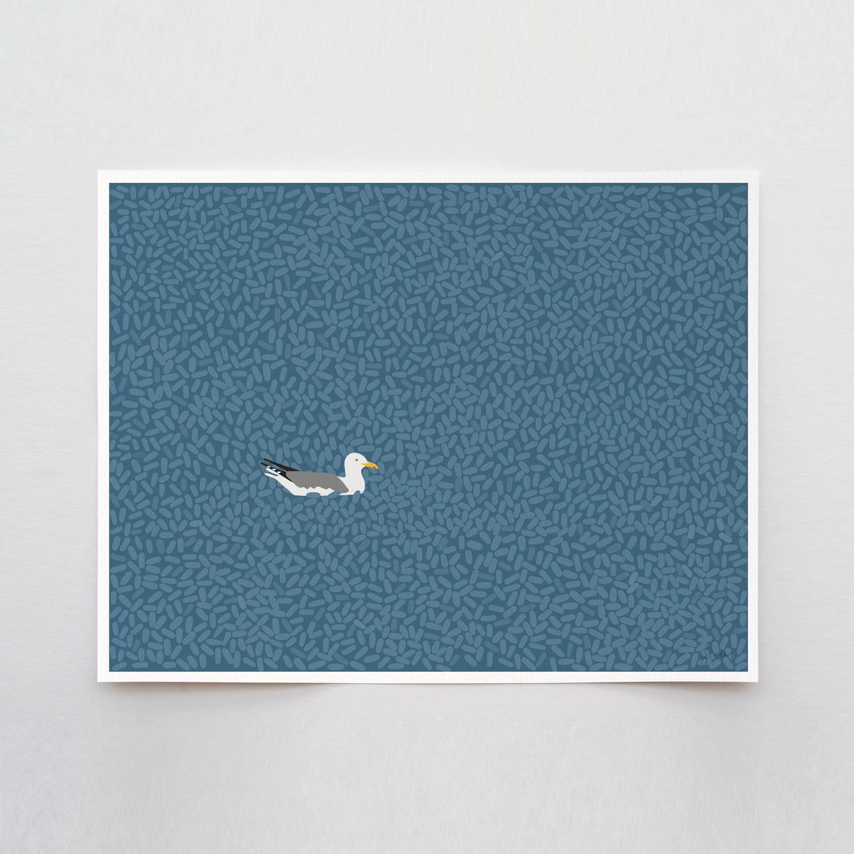 Seagull on Windy Water Signed Art Print - 250614
