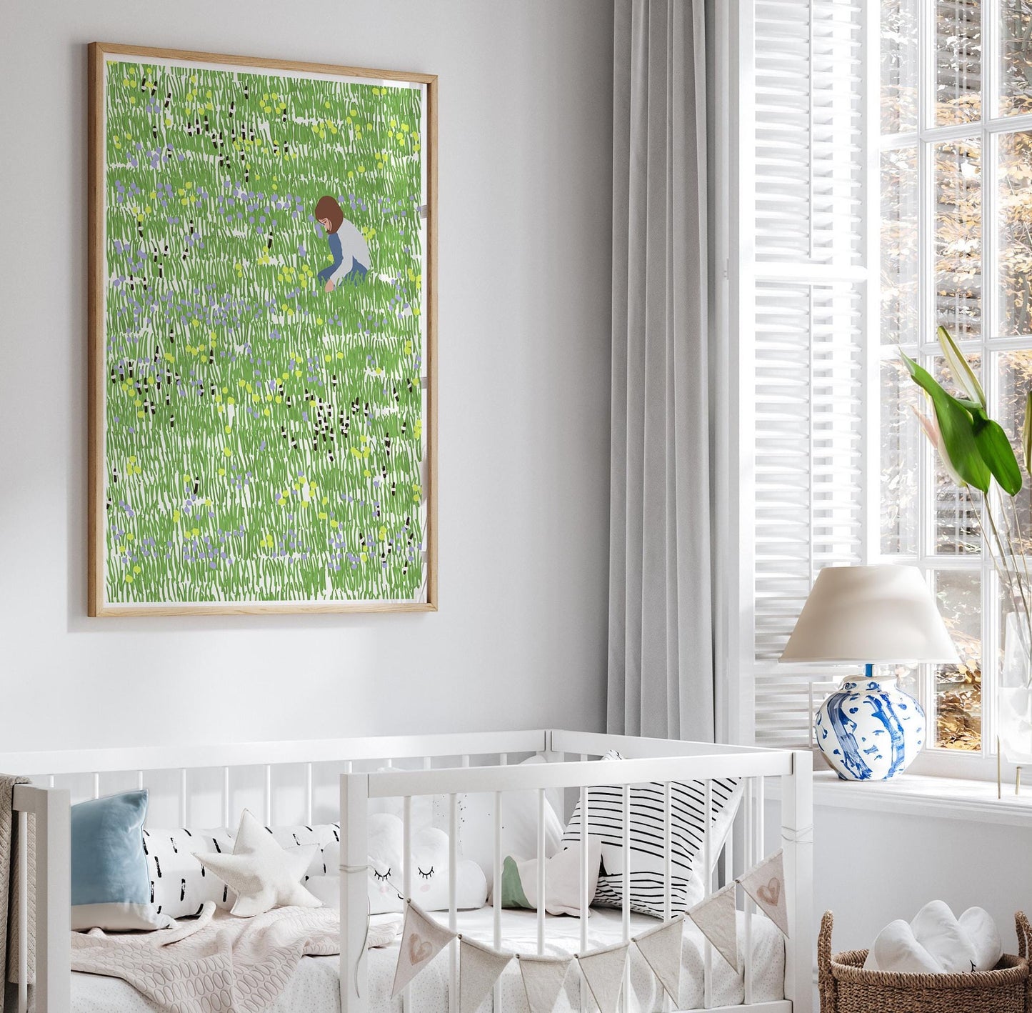 Girl Gathering Flowers Art Print - Unframed or Framed - 140410