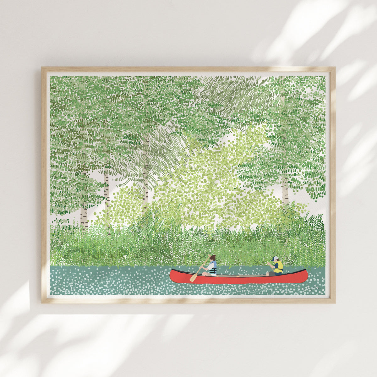 Canoeing Brother and Sister Signed Art Print - 210708