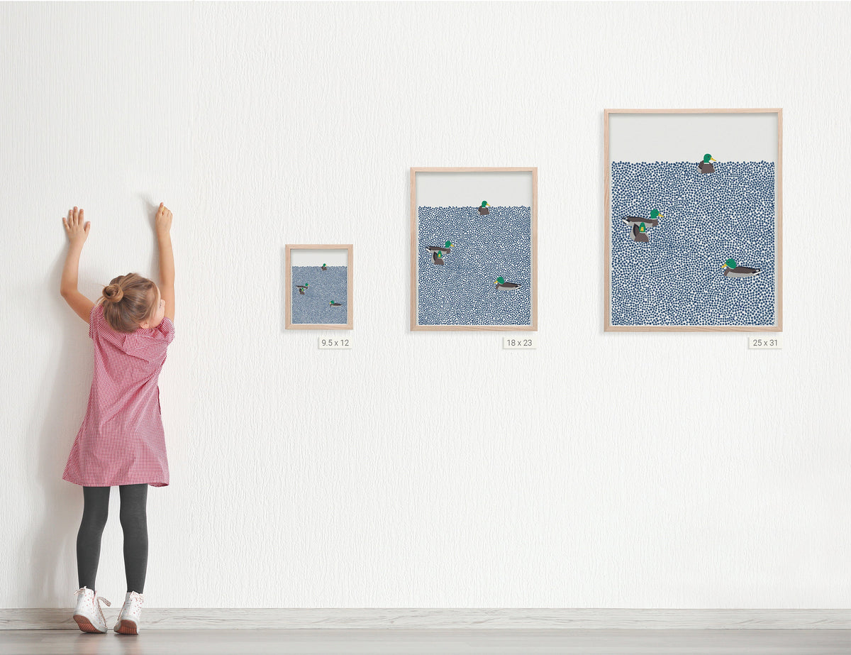Mallards Swimming Signed Art Print - 231001
