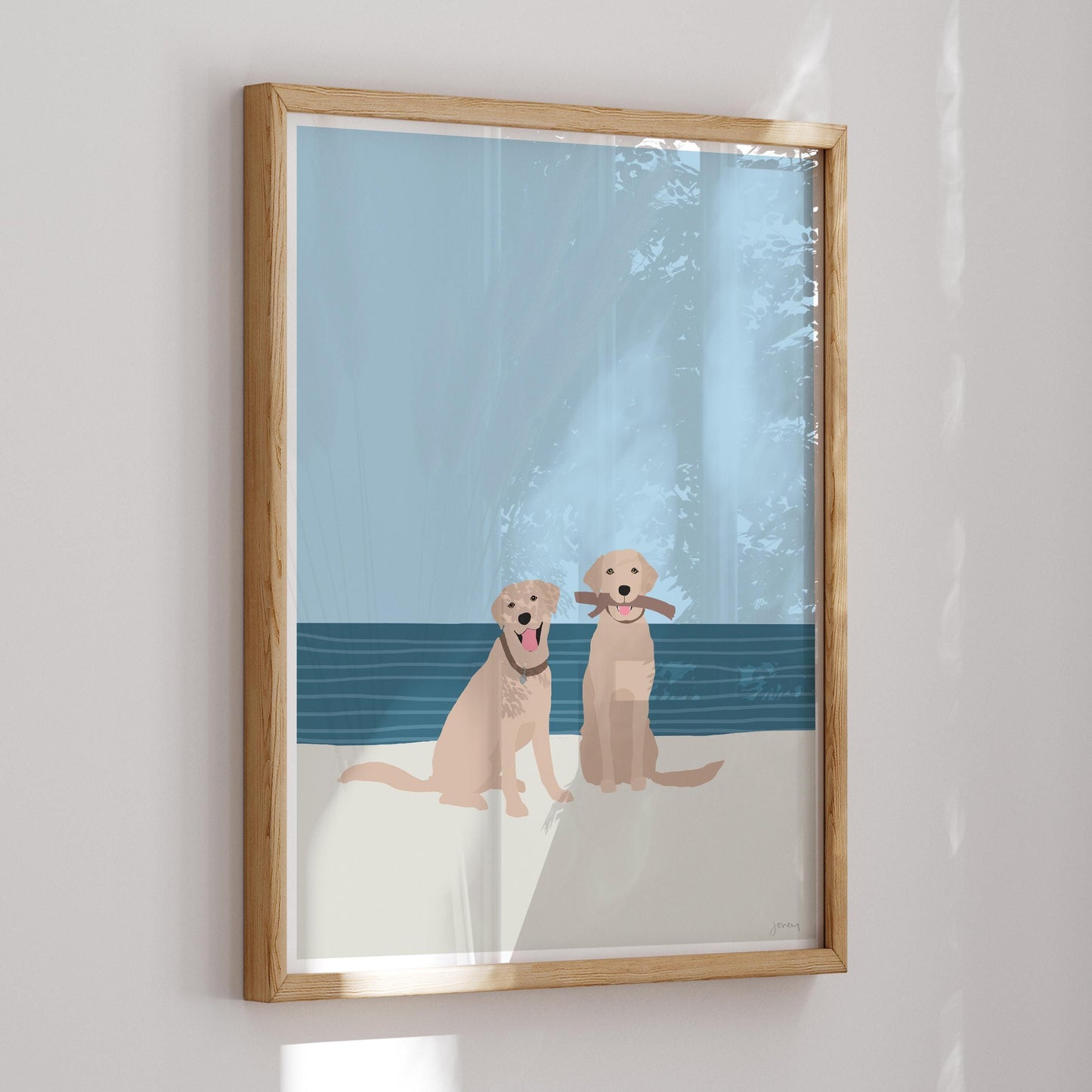 Labradors at the Beach Art Print - Unframed or Framed - 160522