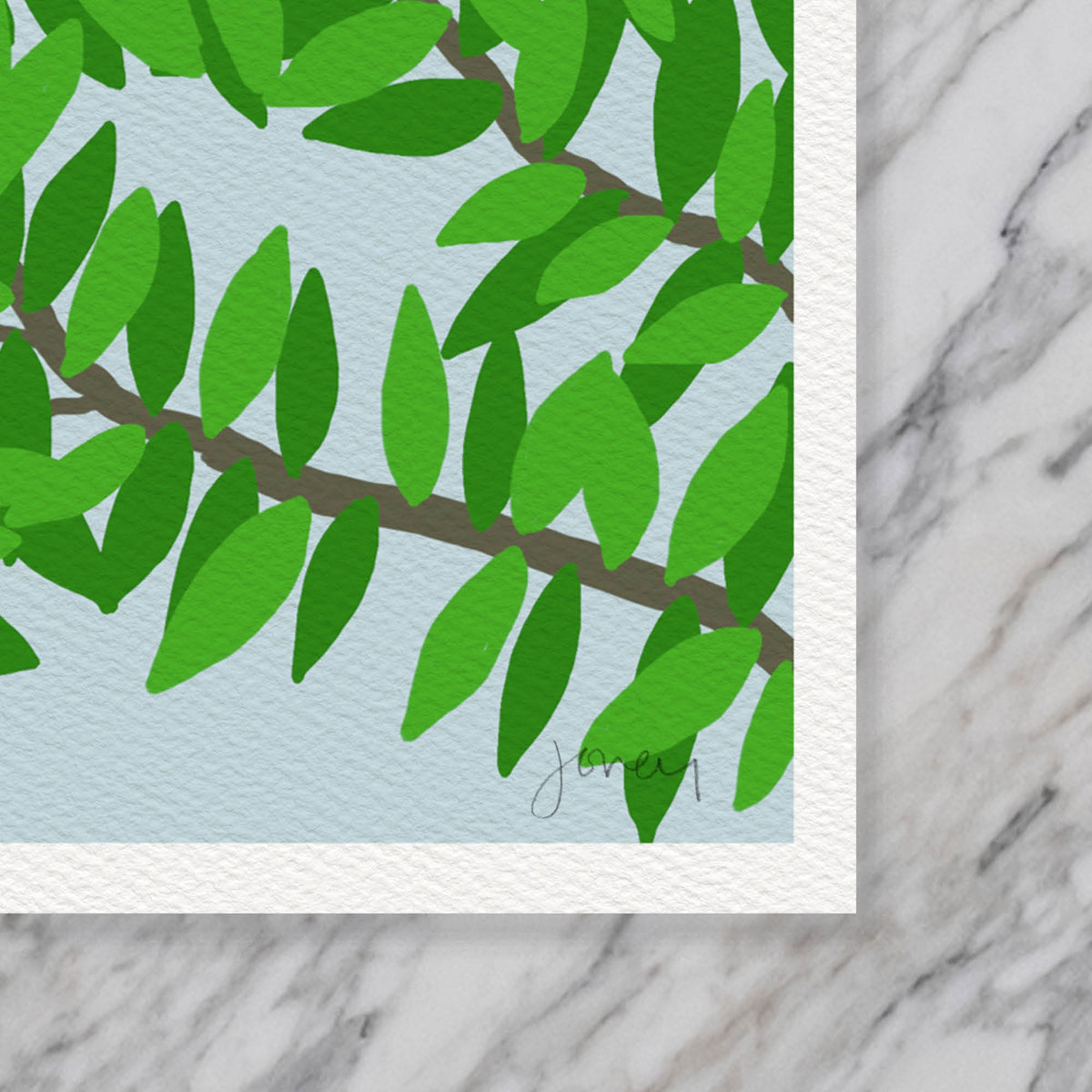 Plum Tree with Blue Jays in a Signed Art Print - 120626
