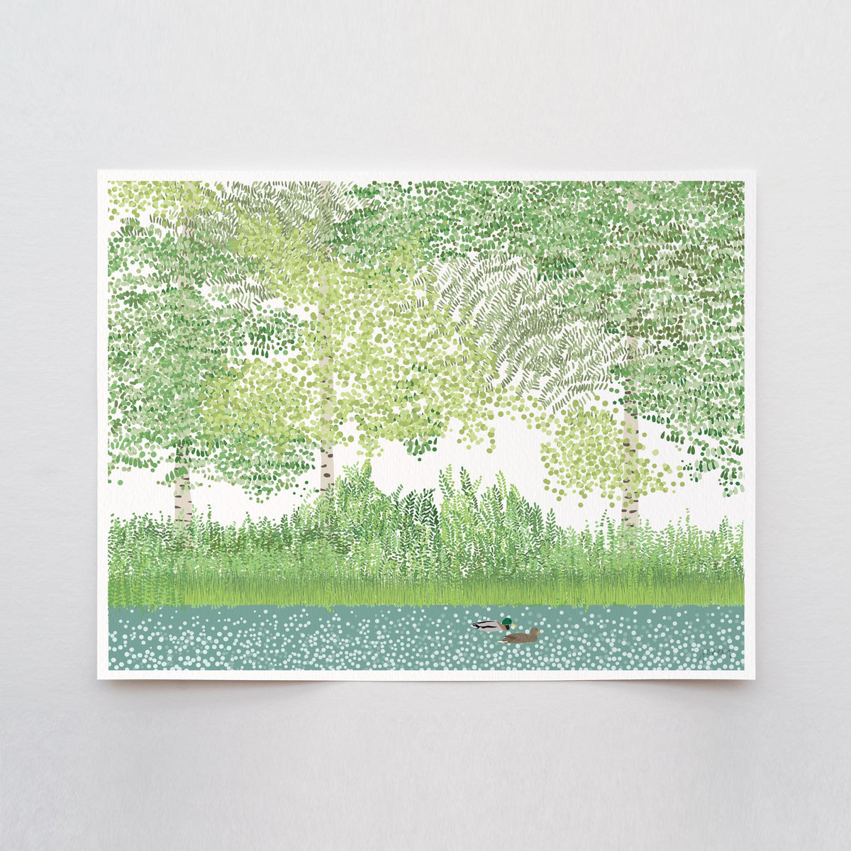 Ducks in River Signed Art Print - 241015