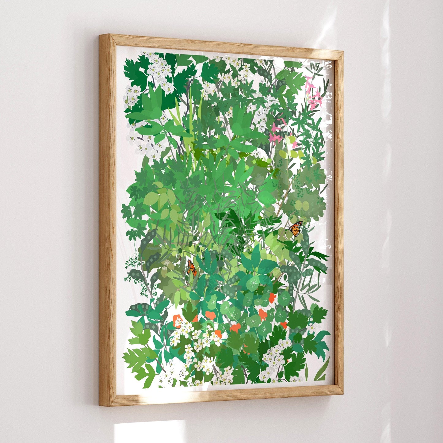 Mille Fleur with Butterflies Art Print - Unframed or Framed - 210507