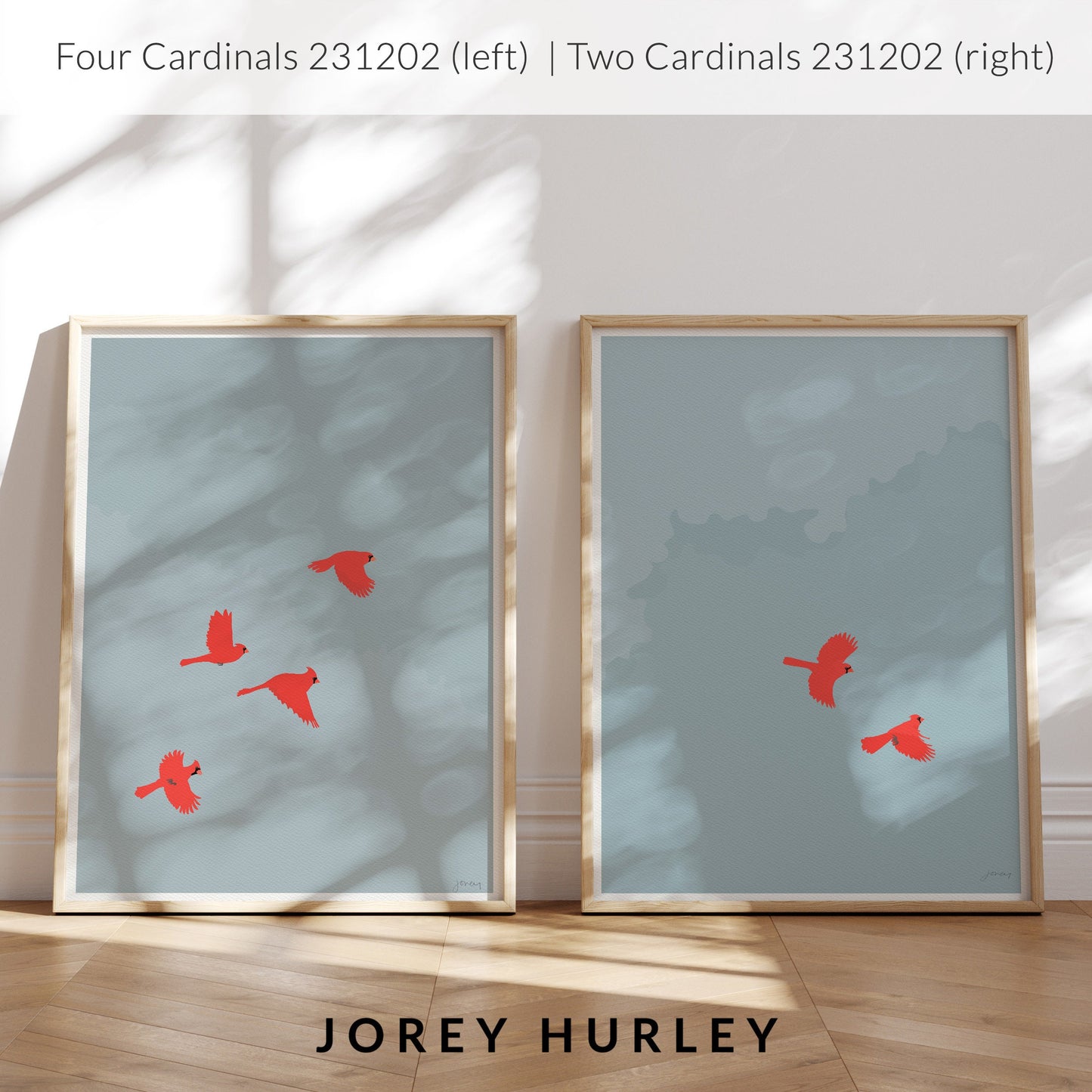Four Flying Cardinals Art Print - Unframed or Framed - 231202