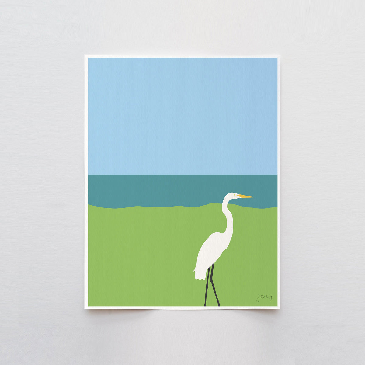 Crissy Field Great Egret Signed Art Print - 130402