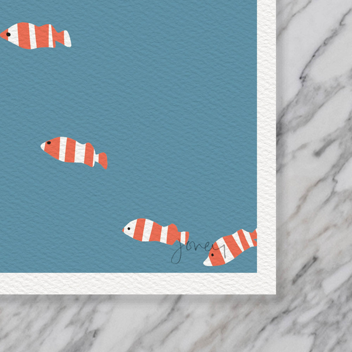 Fish Swimming with Yellow Labrador Signed Art Print - 150203