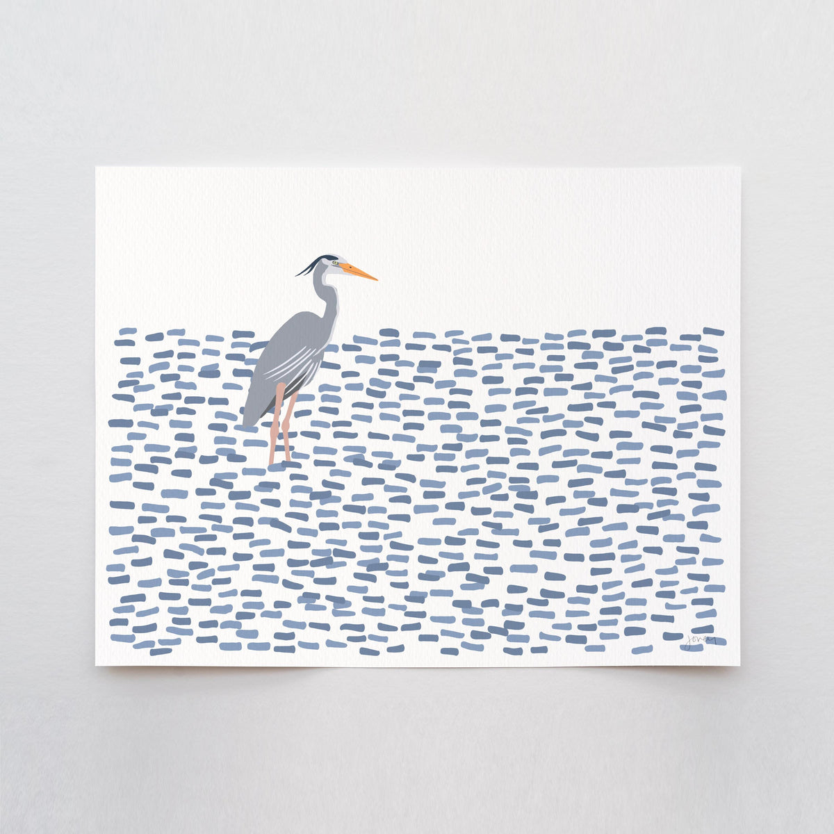 Standing Heron Signed Art Print - 250225