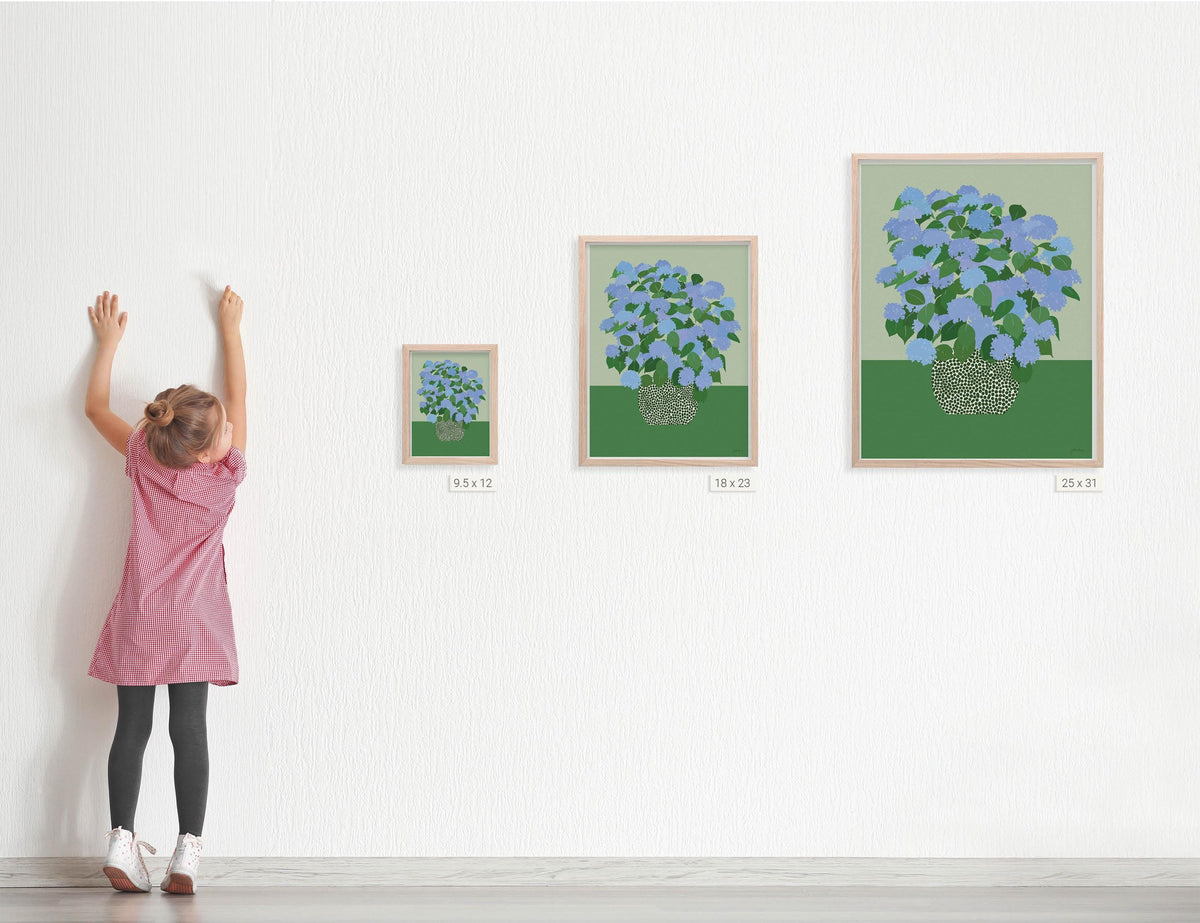 Blue Hydrangea Still Life Signed Art Print - 240628