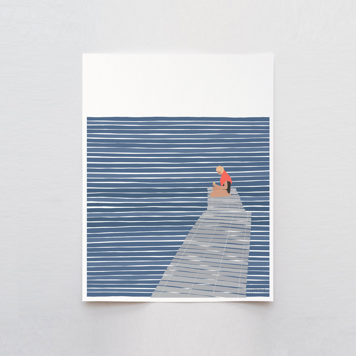 Sitting on a Dock Signed Art Print - 220821