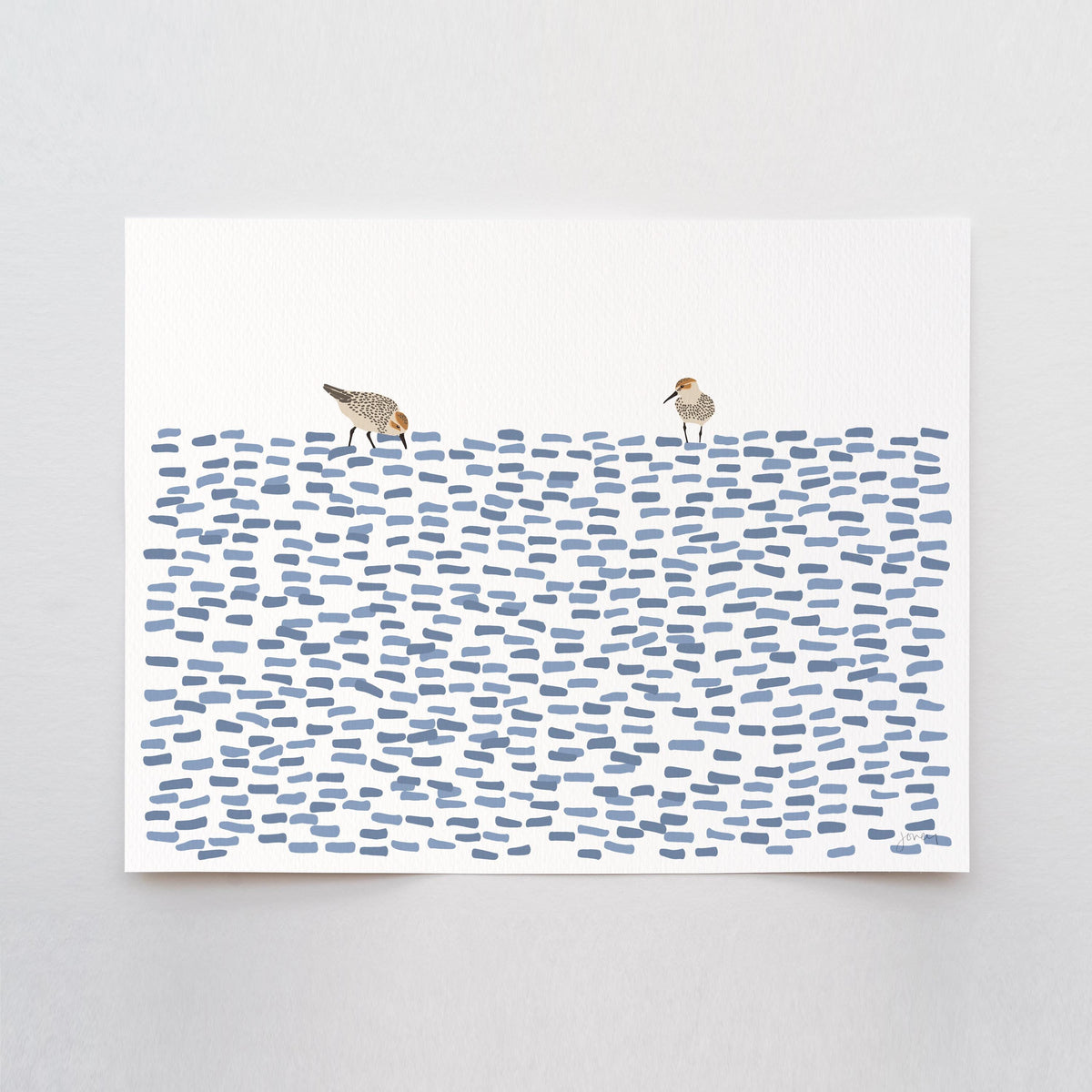 Sandpipers Abstract Signed Art Print - 250404