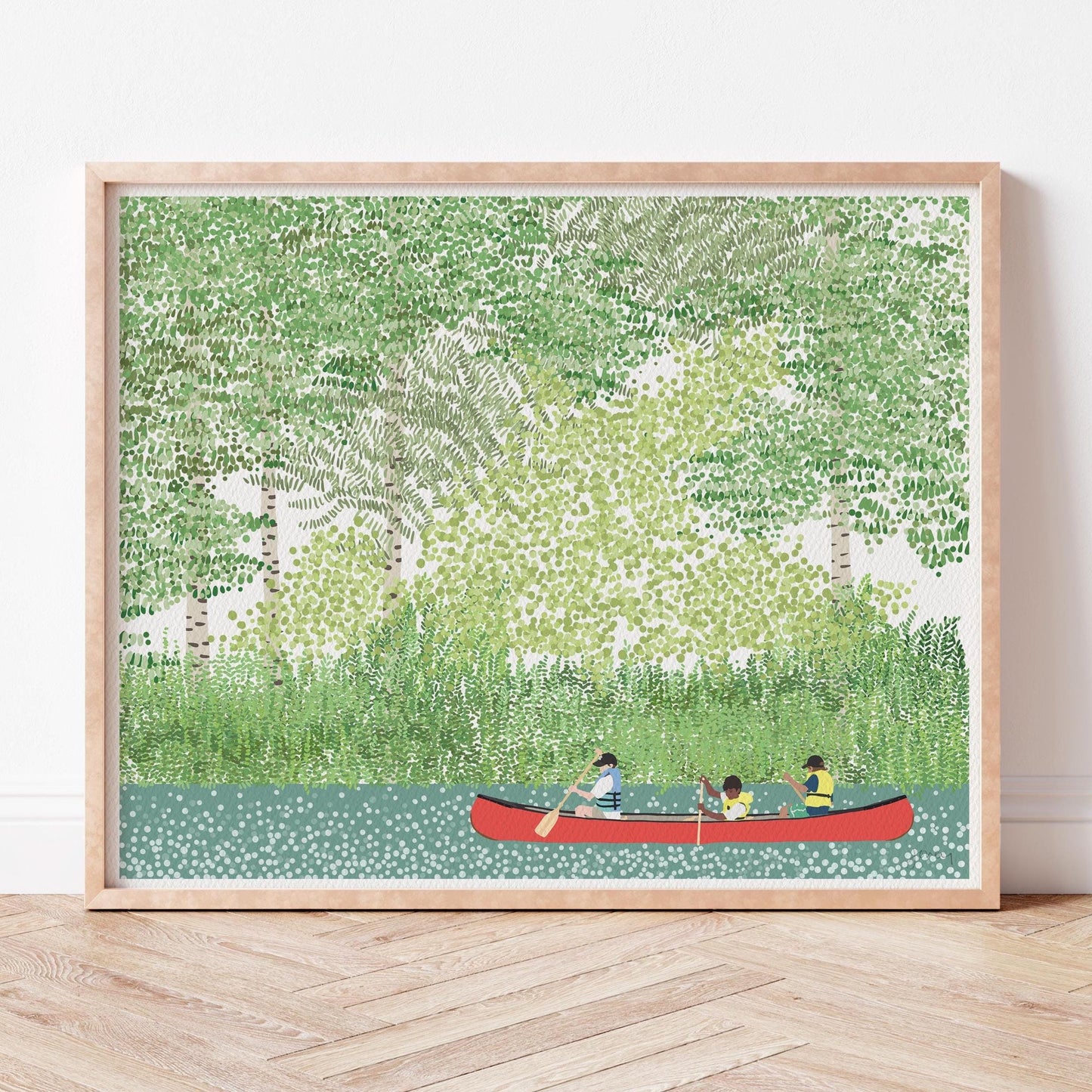 Canoeing Kids Art Print - Unframed or Framed - 210708