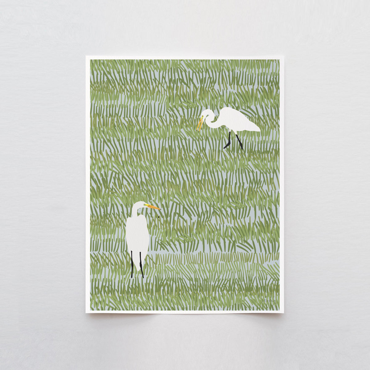 Two Egrets Signed Art Print - 220402