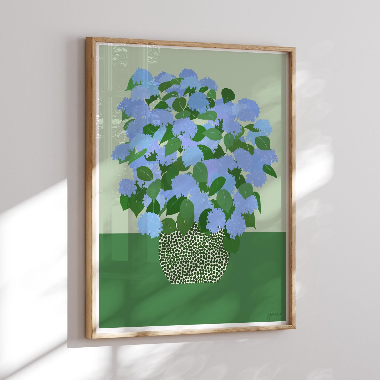 Blue Hydrangea Still Life Art Print - Unframed or Framed - 240628