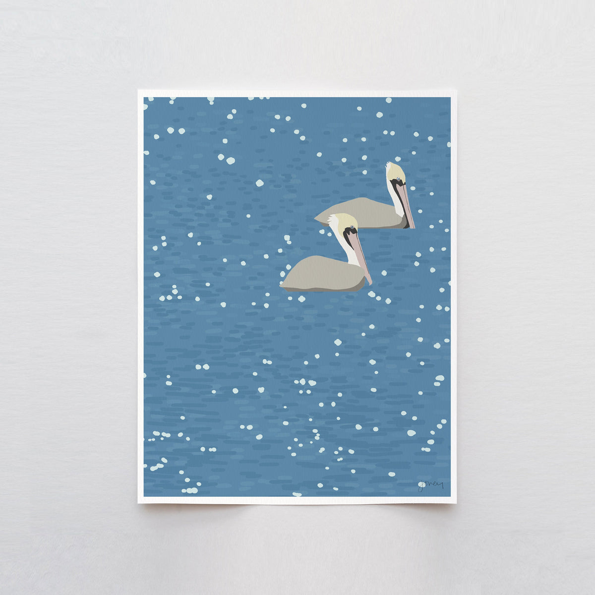 Two Pelicans Signed Art Print - 220105