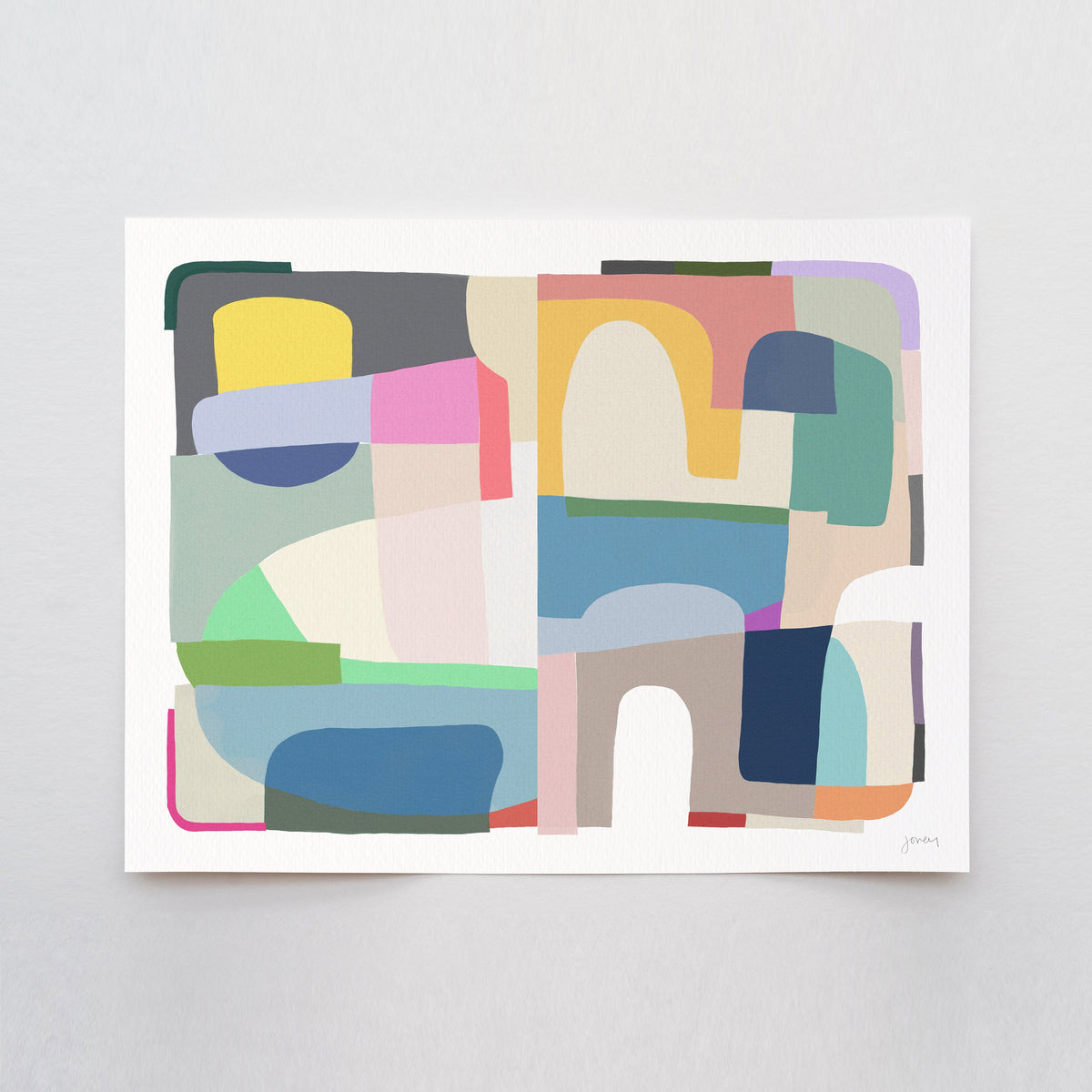 Interlocking Colors Modern Signed Art Print - 180405